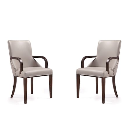 Shubert Faux Leather And Velvet Dining Armchair In Light Grey - Set Of 2